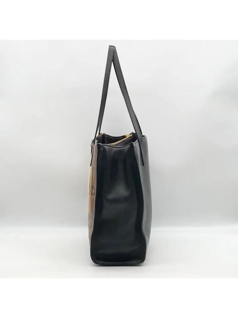 Marc Jacobs Black Snake Embossed Leather Grind Shopper Tote Bag